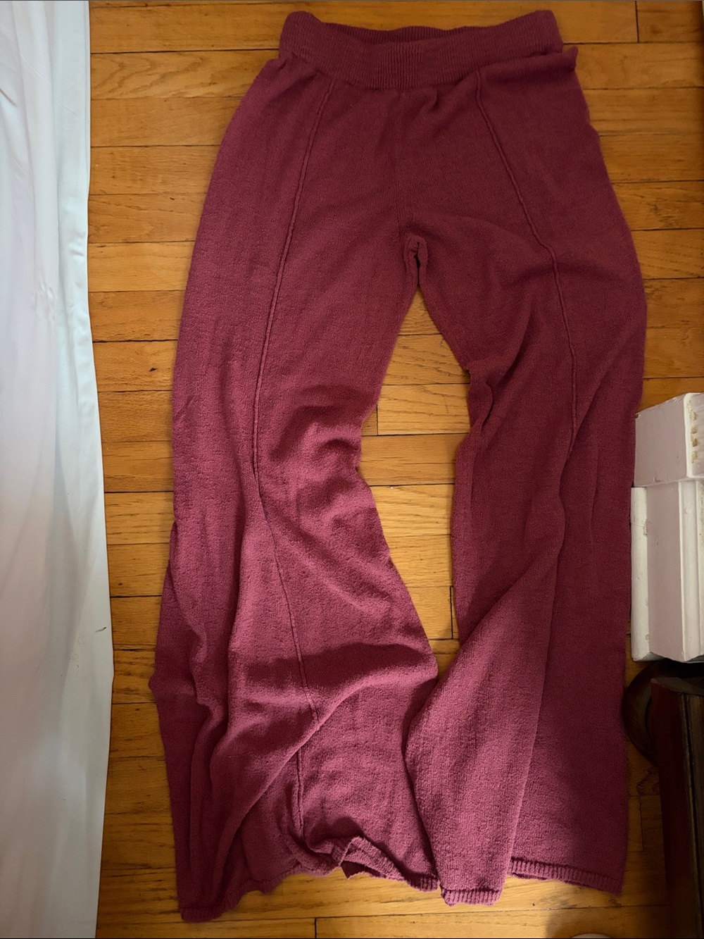 Free People Cozy Knit Wide-Leg Pants - Mauve